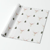 papier voor het verpakken van witte rendierkerstbo (Uitgerold)