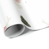 papier voor het verpakken van witte rendierkerstbo (Rol Hoek)