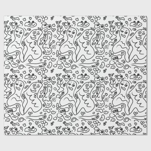 Papier voor het verpakken van zwarte en witte doed (Vlak)