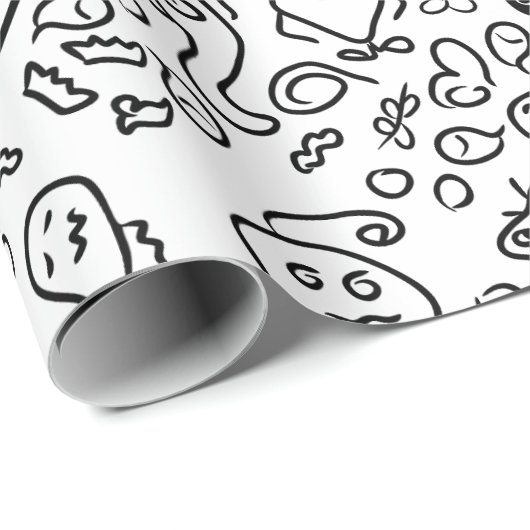 Papier voor het verpakken van zwarte en witte doed (Rol Hoek)