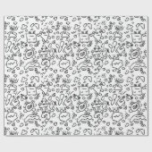 Papier voor het verpakken van zwarte en witte doed (Vlak)