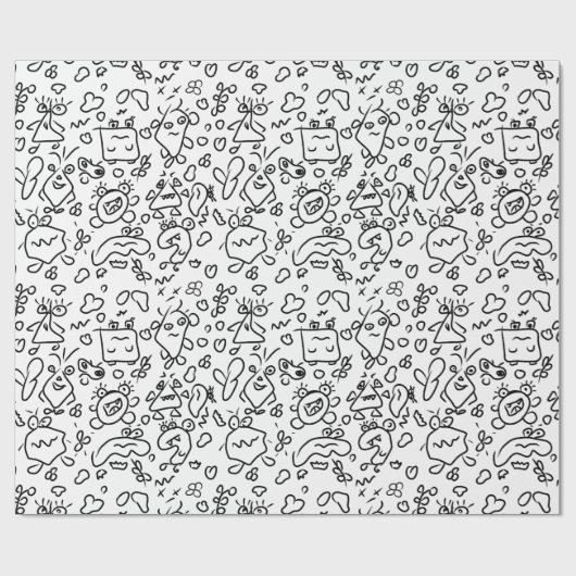 Papier voor het verpakken van zwarte en witte doed (Vlak)