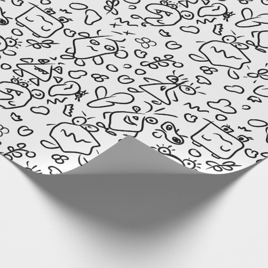 Papier voor het verpakken van zwarte en witte doed (Hoek)