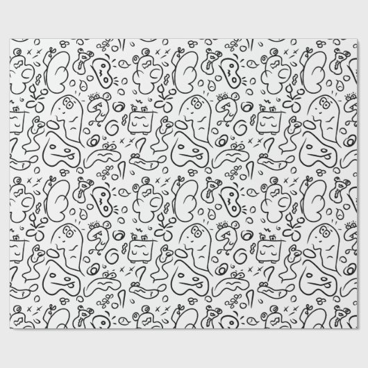 Papier voor het verpakken van zwarte en witte doed (Vlak)