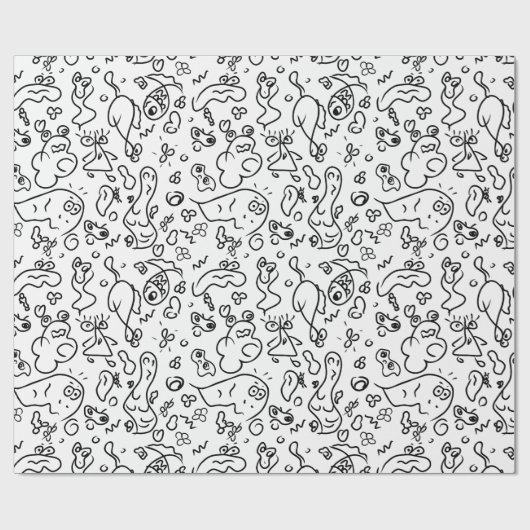 Papier voor het verpakken van zwarte en witte doed (Vlak)