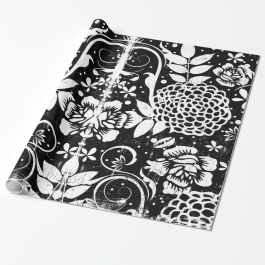 Papier voor het verpakken van zwarte en witte Flor (Uitgerold)