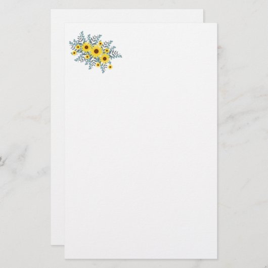 Papier voor kantoorbenodigdheden en zonnebloemen (Voorkant / Achterkant)