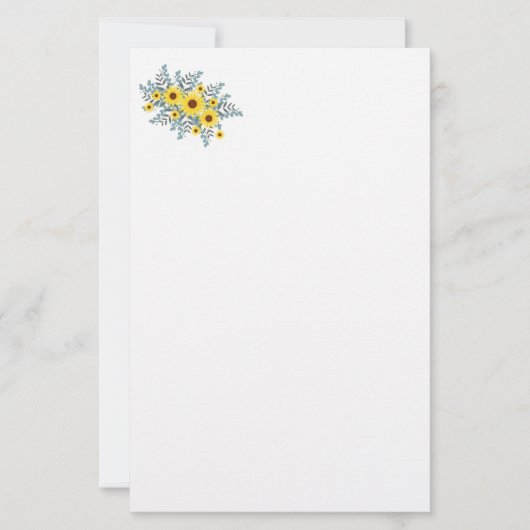 Papier voor kantoorbenodigdheden en zonnebloemen (Voorkant)