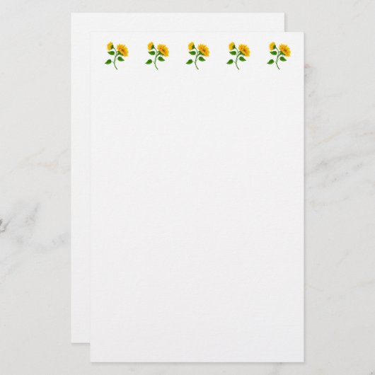 Papier voor kantoorbenodigdheden en zonnebloemen (Voorkant / Achterkant)