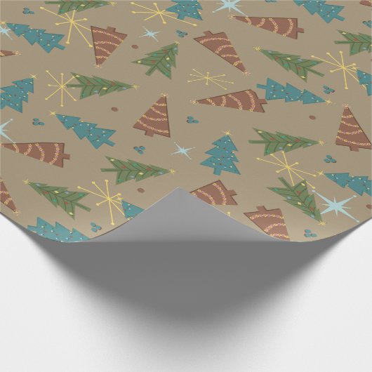 Papier voor kerstcadeautjes met bruin papier met t (Hoek)