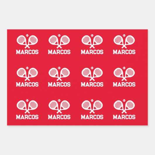 Papier voor kerstinpakken met padel racket inpakpapier vel (Voorkant 2)