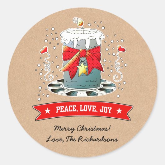 Papier voor kerstkaarskaartjes op maat ronde sticker (Voorkant)