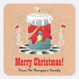 Papier voor kerstkaarskaartjes op maat vierkante sticker