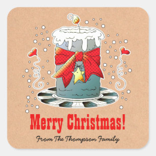 Papier voor kerstkaarskaartjes op maat vierkante sticker