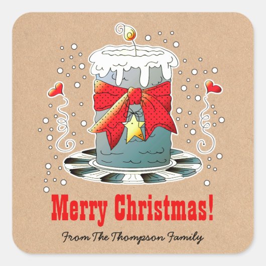 Papier voor kerstkaarskaartjes op maat vierkante sticker (Voorkant)