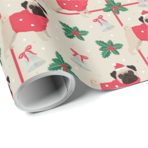 Papier voor kerstverdringing met puggy-kerst