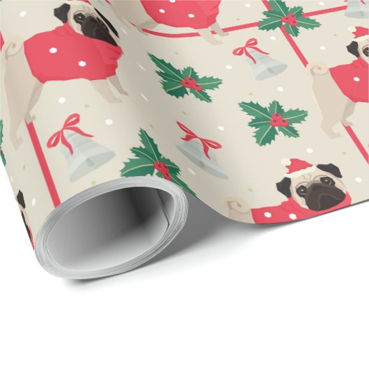 Papier voor kerstverdringing met puggy-kerst (Rol Hoek)