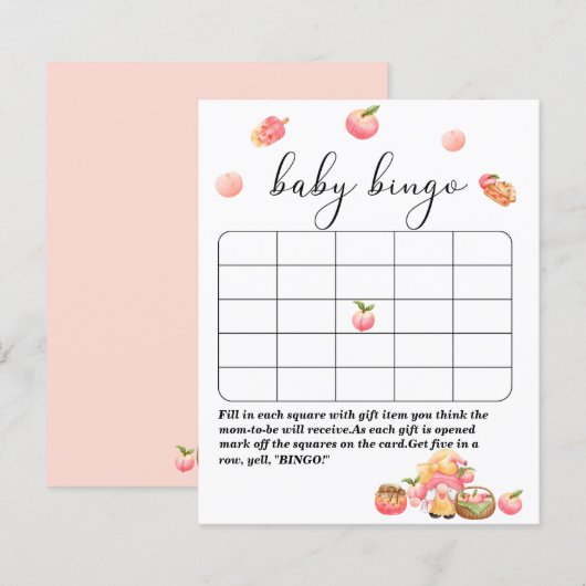 Papier voor kleine perzikbaby showers bingo (Voorkant / Achterkant)