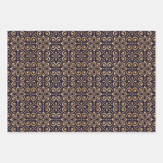 Papier voor marineverpakking en goudplein Mandala Inpakpapier Vel (Voorkant)