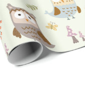 Papier voor onmiddellijke verpakking - Happy Owls  (Rol Hoek)