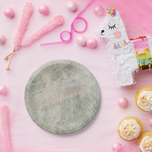 Papier voor  papier — Parisiaans reclameinkend Papieren Bordje (Feest)