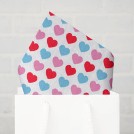 Papier voor rood, roze en blauw harten