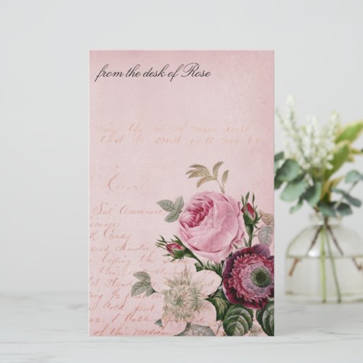 Papier voor  Roos met aanloopbriefpapier (Staand voorkant)