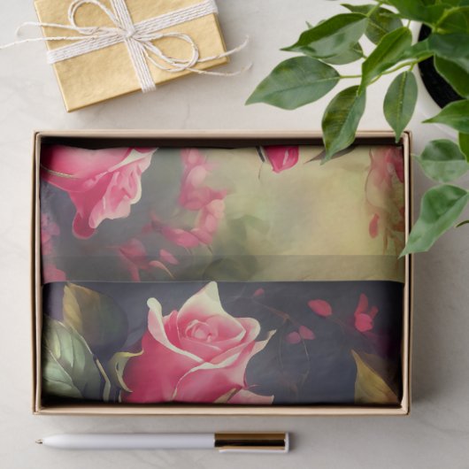 Papier voor roze rozen (Geschenk)