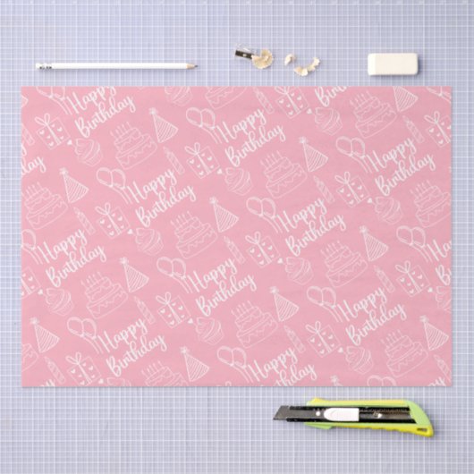 Papier voor roze verjaardag (Craft)