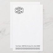 Papier voor schrijfpapier/wit kleurenmonogram (Voorkant / Achterkant)