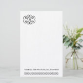 Papier voor schrijfpapier/wit kleurenmonogram (Staand voorkant)