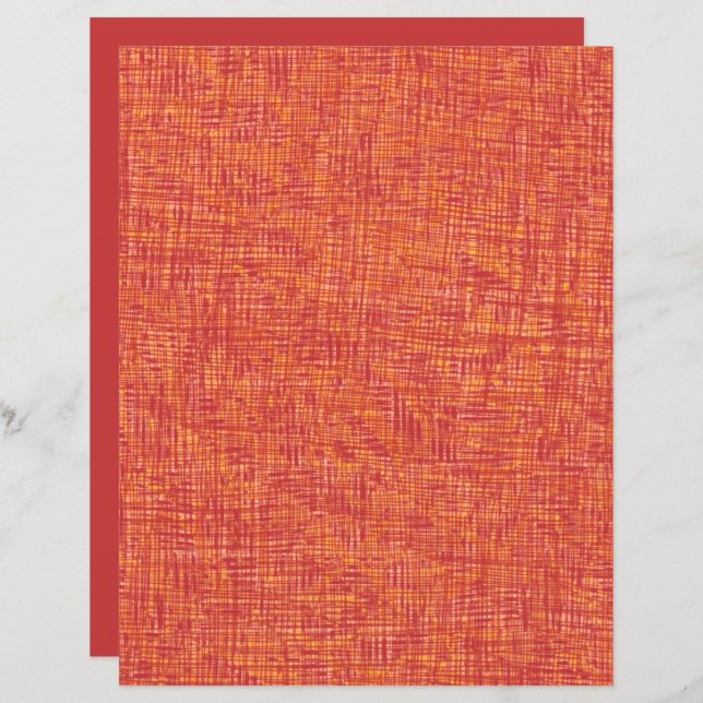 Papier voor scrapbook van roodgeel dunne lijnen (Voorkant / Achterkant)