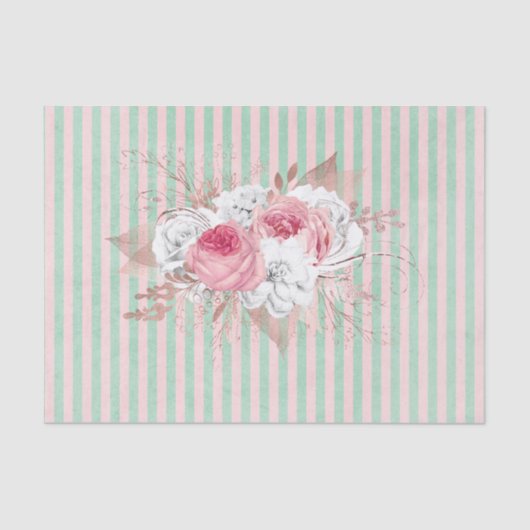 Papier voor Stampapier met roze Bouquet Stripes (Voorkant)
