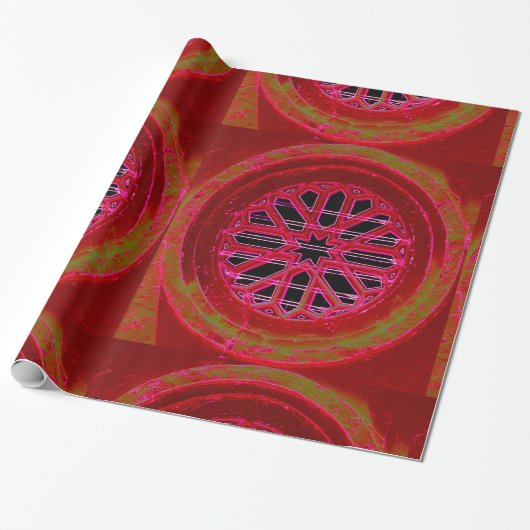 papier voor verpakkingsdoeleinden van rood mandala (Uitgerold)