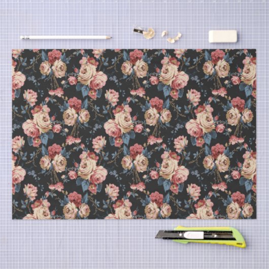 Papier voor Victoriaans bloemetjespatroon roos (Craft)