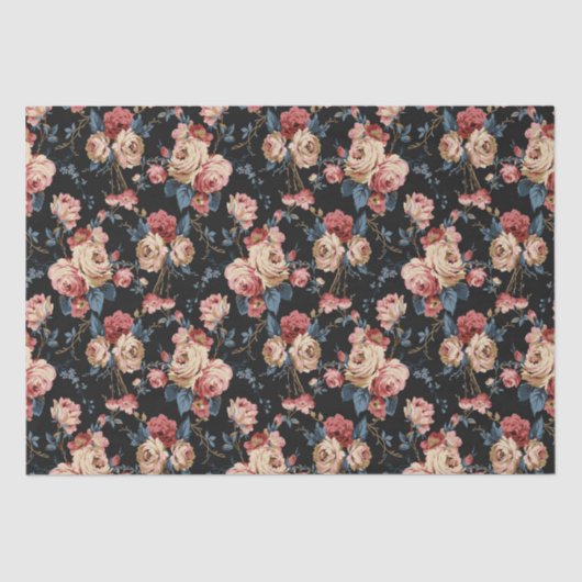 Papier voor Victoriaans bloemetjespatroon roos (Voorkant)
