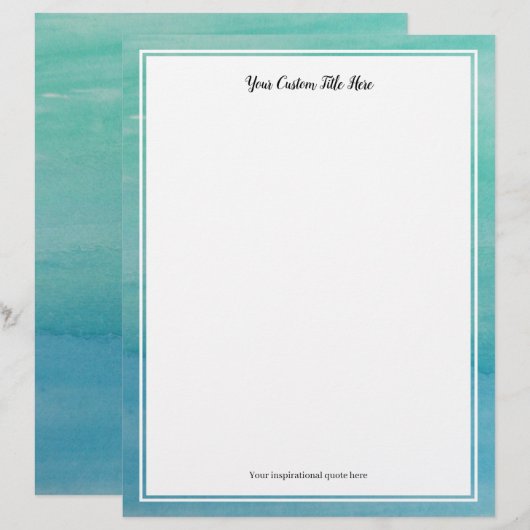 Papier voor waterverf van Aqua blue (Voorkant / Achterkant)