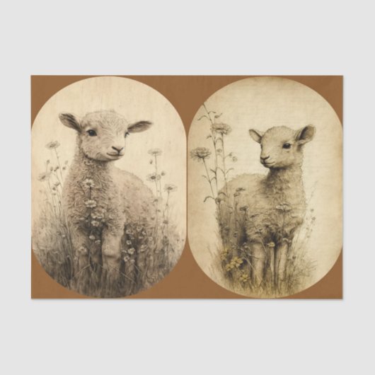 papier voor weefsel van lammeren (Voorkant)