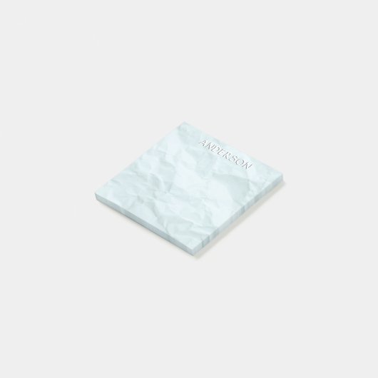 Papier voor zuigelingenblauw, gekrupt papier, op m post-it® notes (Schuin)