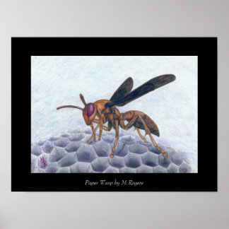 Papier wasp-art afdrukken poster