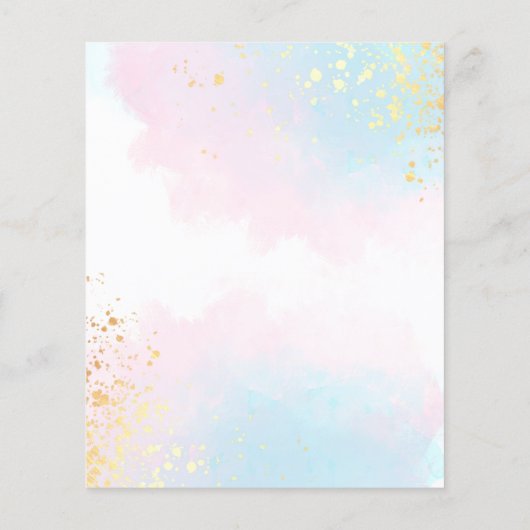 PAPIER | Waterverf blauw roze Verloving Flyer (Achterkant)