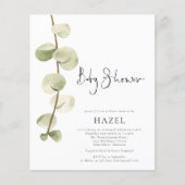 PAPIER | Waterverf Eucalyptus Script Baby shower Flyer (Voorkant)