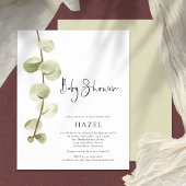 PAPIER | Waterverf Eucalyptus Script Baby shower Flyer