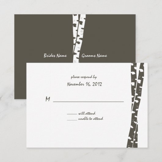 Papier White Birch / Beantwoorden Kaart (Voorkant / Achterkant)