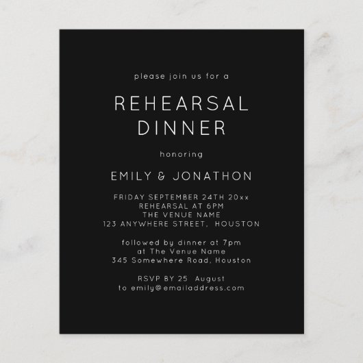 PAPIER |White Black repesal Dinner Wedding Invite Flyer (Voorkant)