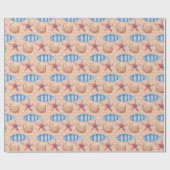 Papier wikkelen Vis Zeester Shell Ocean Pattern (Vlak)