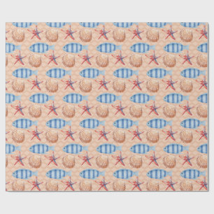 Papier wikkelen Vis Zeester Shell Ocean Pattern