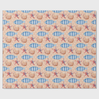Papier wikkelen Vis Zeester Shell Ocean Pattern