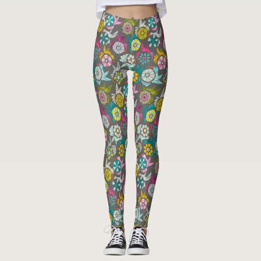 papier zonnebloemgrafiet leggings (Voorkant)