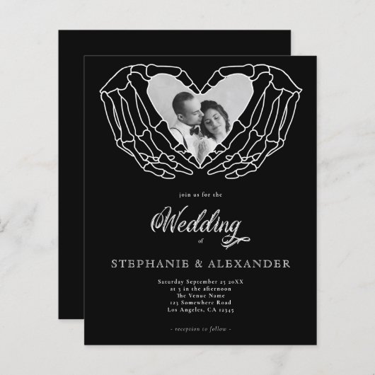 PAPIER Zwart Gotisch Foto Skelet Handen Bruiloft (Voorkant / Achterkant)